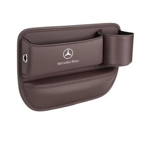Mercedes Benz Car Seat Organizer Brown Leather Cup Holder Pocket Storage